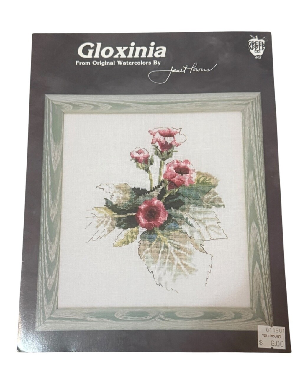 Crossstitch Needlepoint Brochure Gloxinia Original Watercolors by Janet Powers